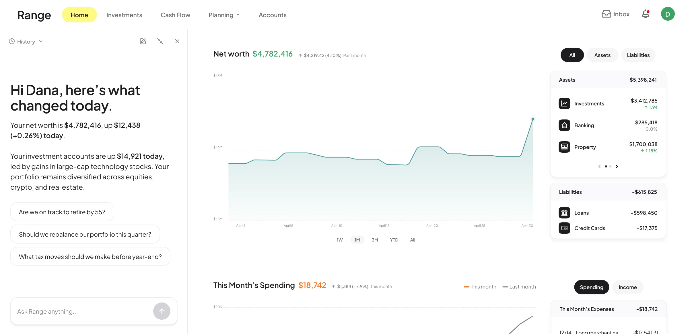 Range All-In-One Wealth Management Dashboard